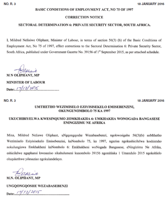 Sectoral determination 6 Private Security Sector